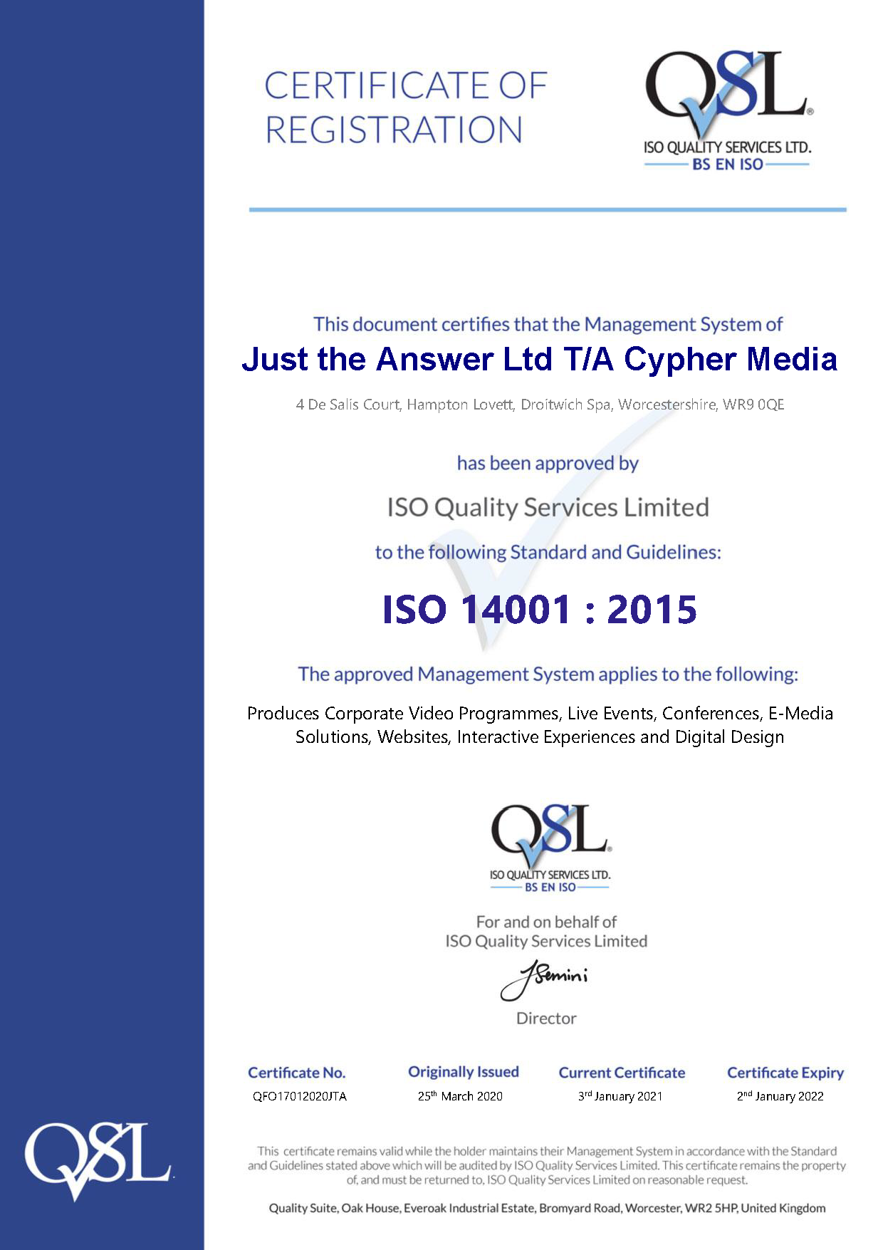 ISO 14001 Recertification